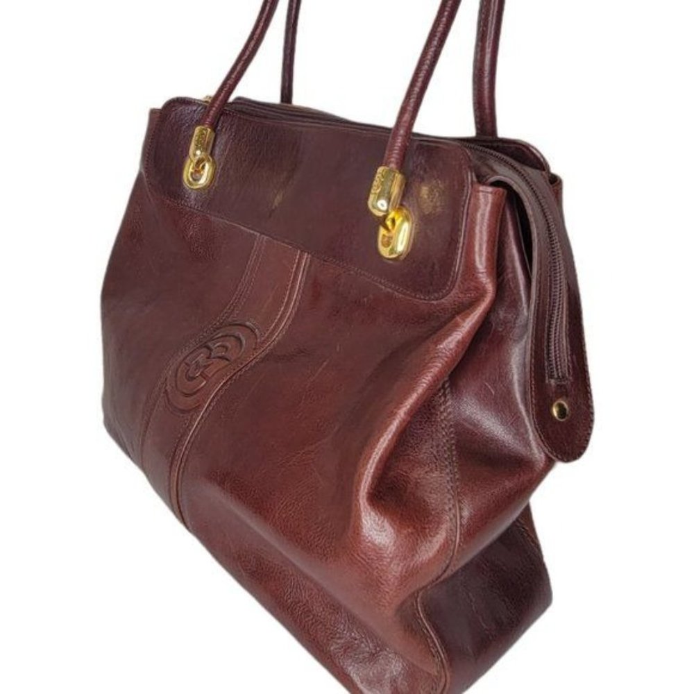 MARINO ORLANDI Luxury Italian Leather Masterpiece Brown Tote Bag - Picture 5 of 13